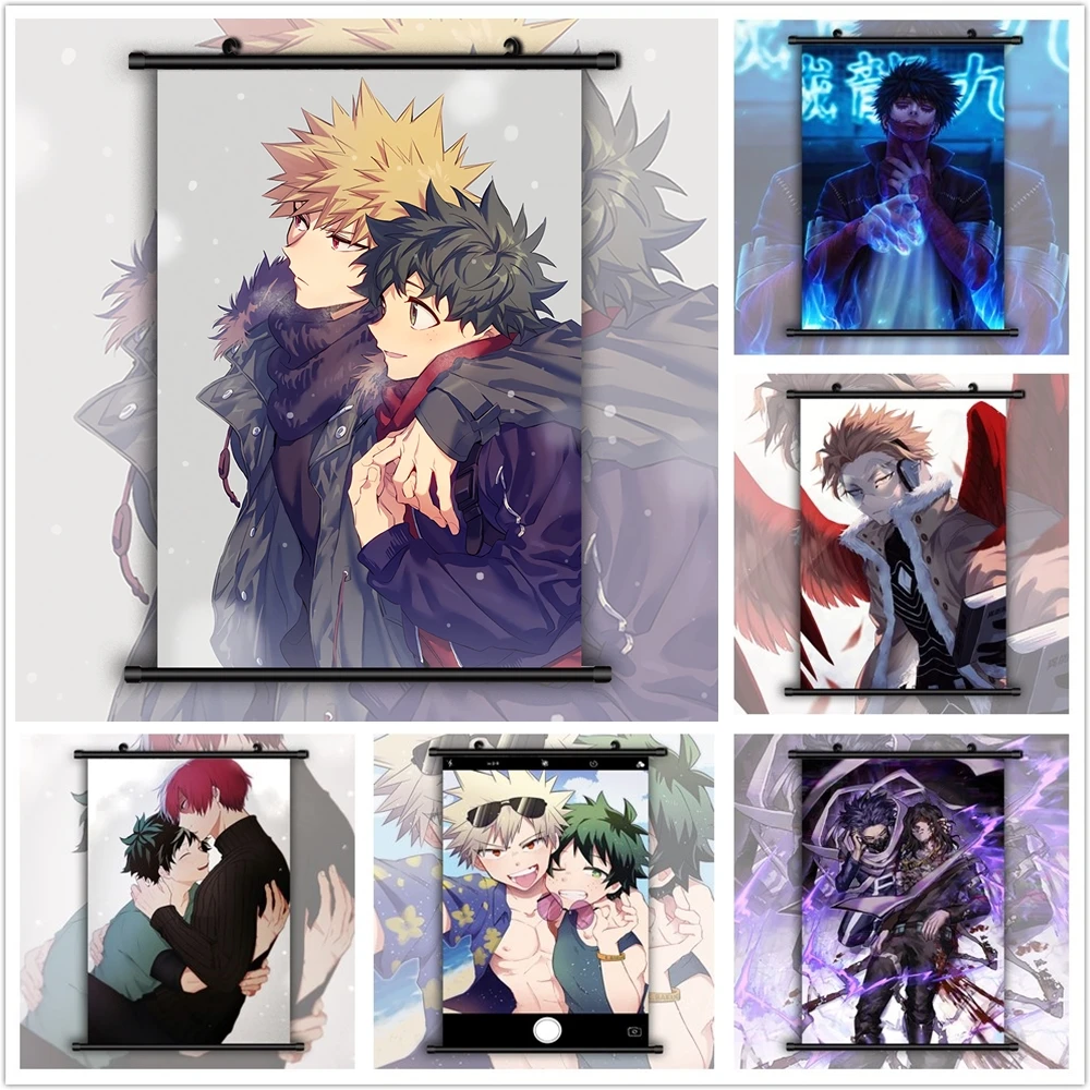 Boku No Hero Академия YAOI Katsuki Izuku Shoto Аниме Манга Холст Картина настенное украшение