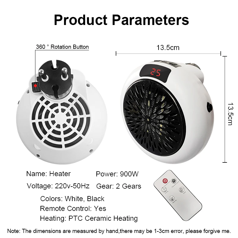 Electric Heater For Home 900w Heating Warm Fan Office Room Heaters Handy Air Warmer | Бытовая техника