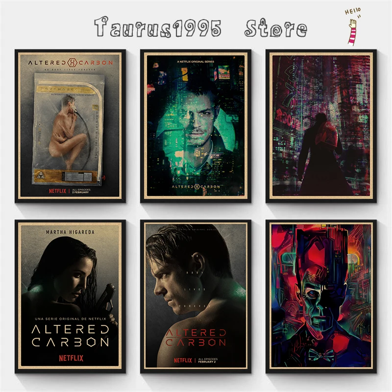 

Новые временные настенные принты из измененного углерода, постер из крафт-бумаги для бара, кафе, гостиной, столовой, декоративные картины