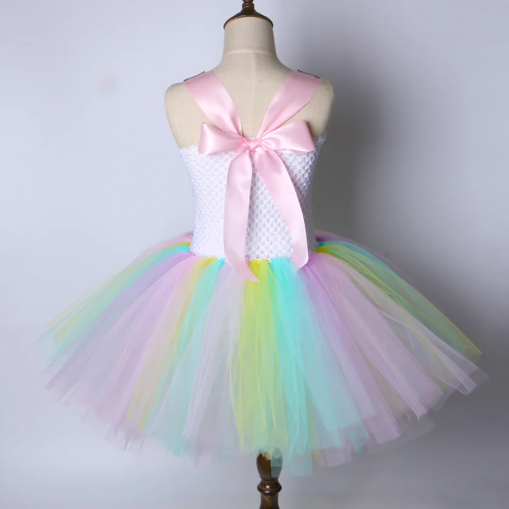 Children Girls Unicorn Tutu Dress Rainbow Princess Kids Birthday Party Christmas Halloween Pony Cosplay Costume 1-14 | Детская одежда и