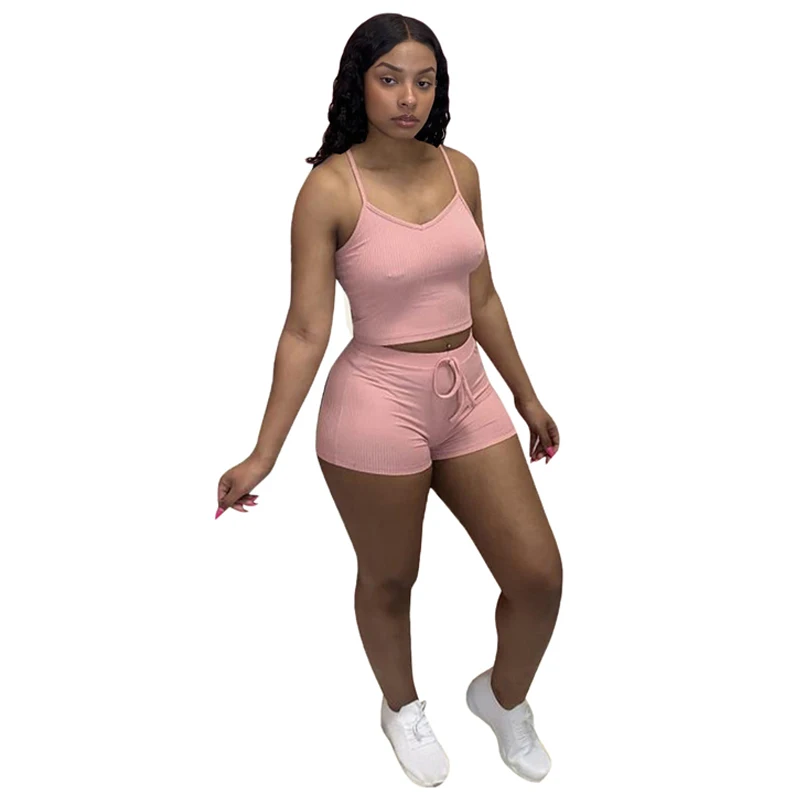 Модные Повседневные однотонные байкерские шорты комплект из 2 предметов женский