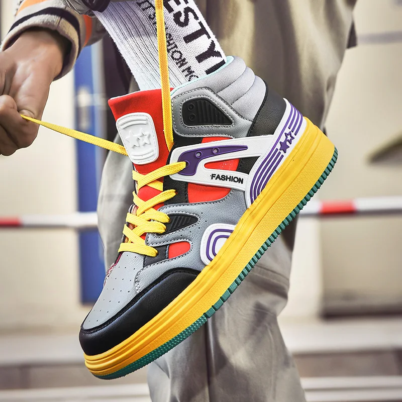 

Модные Красочные мужские роскошные кроссовки для весны, трендовые мужские повседневные туфли, Лидер продаж, дышащая массивная обувь, мужск...