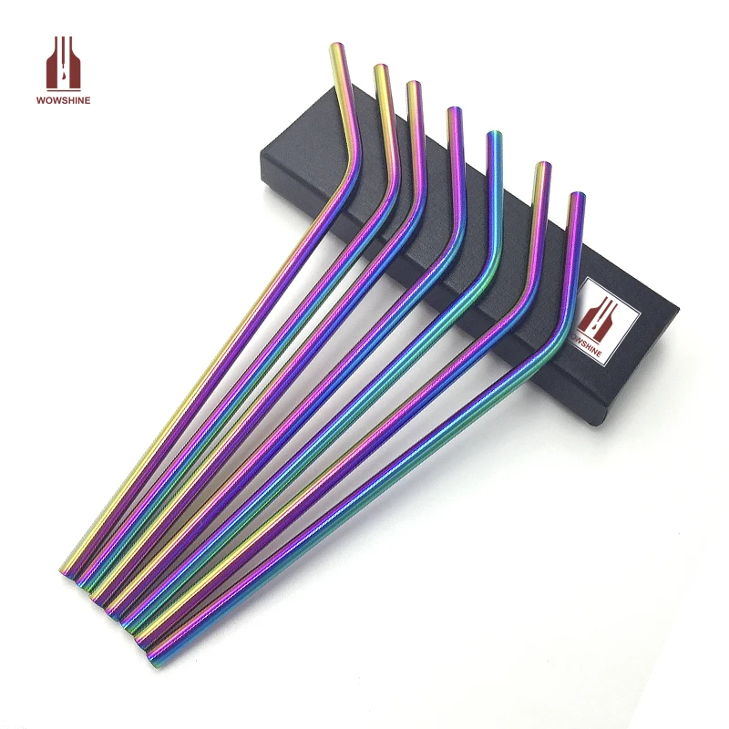 Соломинки для напитков WOWSHINE rainbow из нержавеющей стали 304 100 шт./лот длина 6 мм x 215