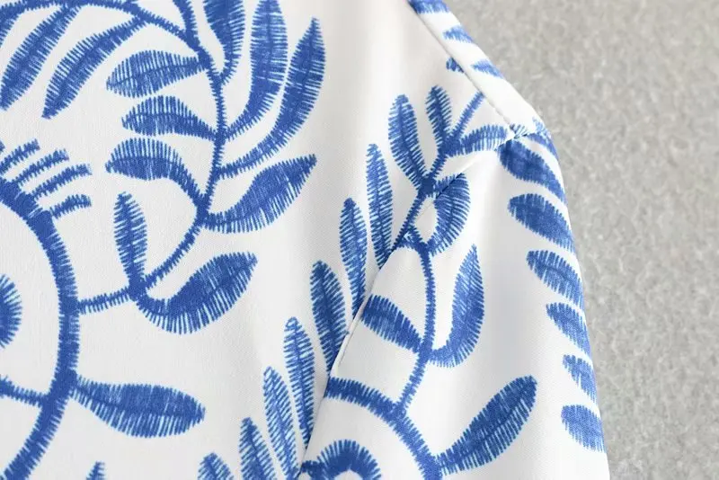 

women High quality Vintage floral porcelain print dress Chinese style female midi dress Ladies loose fit dressq144