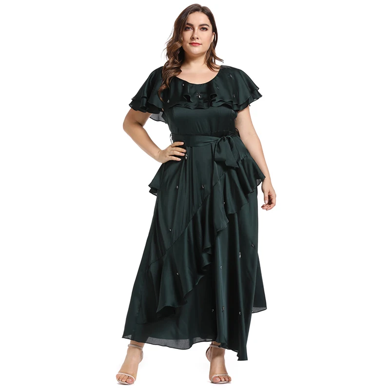 2021 Абая длинные весенние женские платья с рукавом бабочкой большого размера плюс