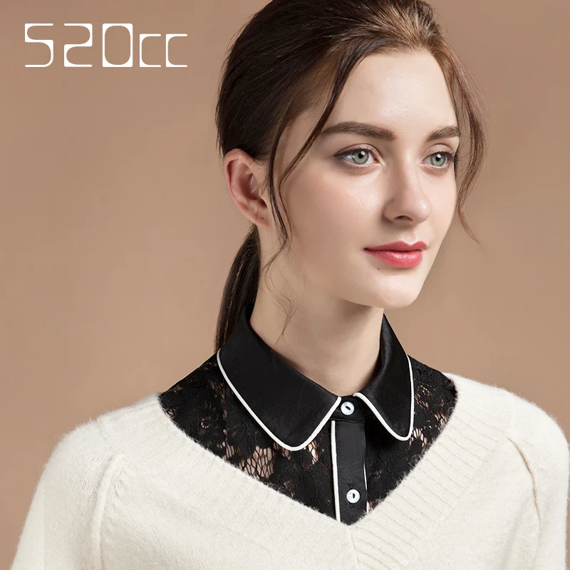 

Black Lace Fake Collars For Women Decorative False Collar 2021 Vintage Lace Blouse Lapel Collared Shirt Detachable Collar Ladies