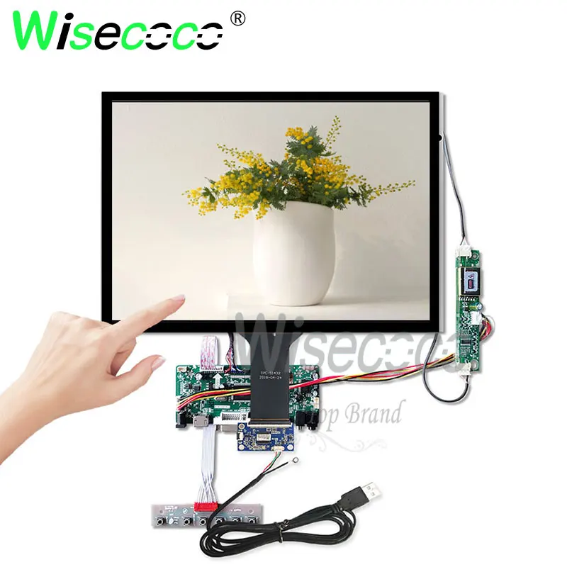 Wisecoco 15 дюймов ЖК сенсорный экран антибликовый дисплей с lvds vga драйвер платы для