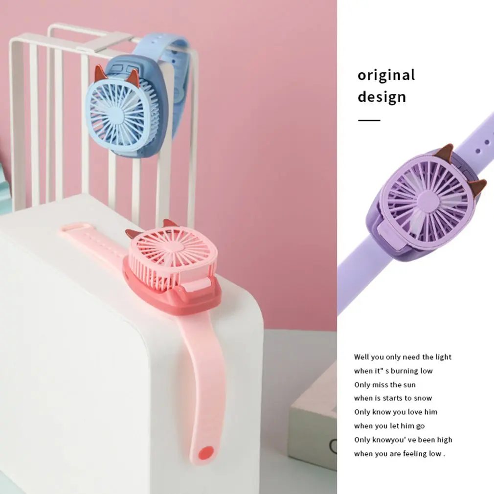 

360 Rotation USB Rechargeable Fan With Comfortable Wrist Strap Portable Fan Watch-Shaped Fan Control For Indoors Or Outdoors