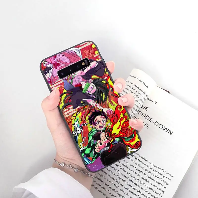 

Anime Kimetsu No Yaiba Demon Slayer Phone Case Black Cover For Samsung S5 6 6Edge 7 8 9 10 10E 10Plus 20 20lite 20Ultra Cases