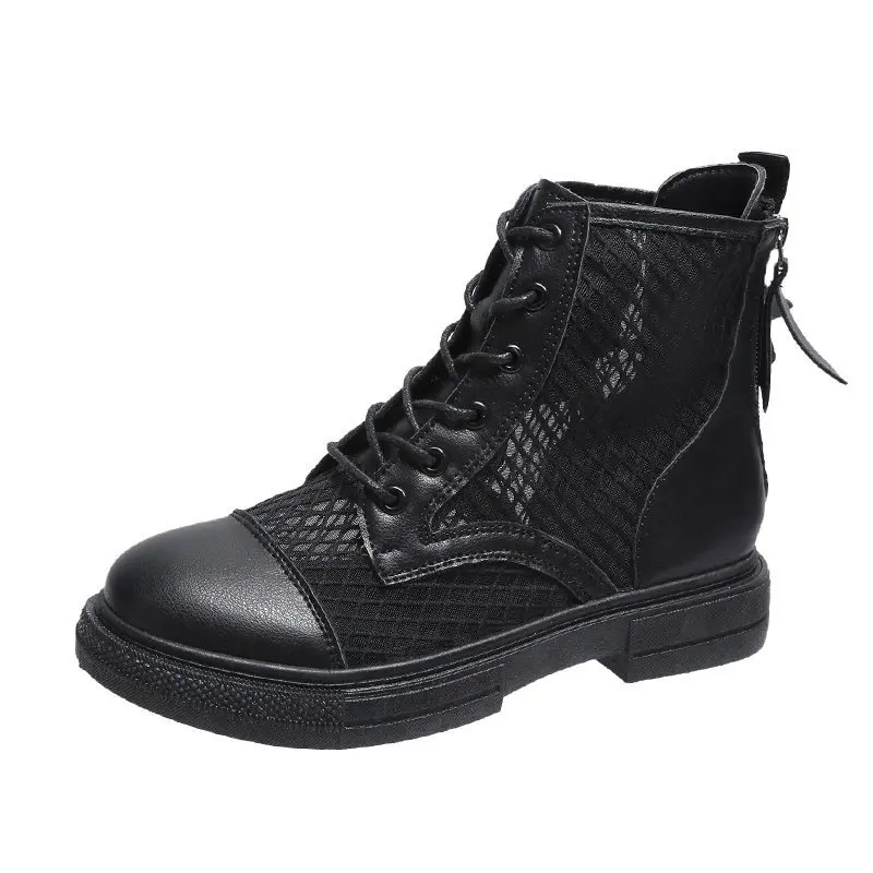 

boots summer thin 2021 new women's shoes Korean spring and autumn single boots hollow breathable flat bottom mesh cool