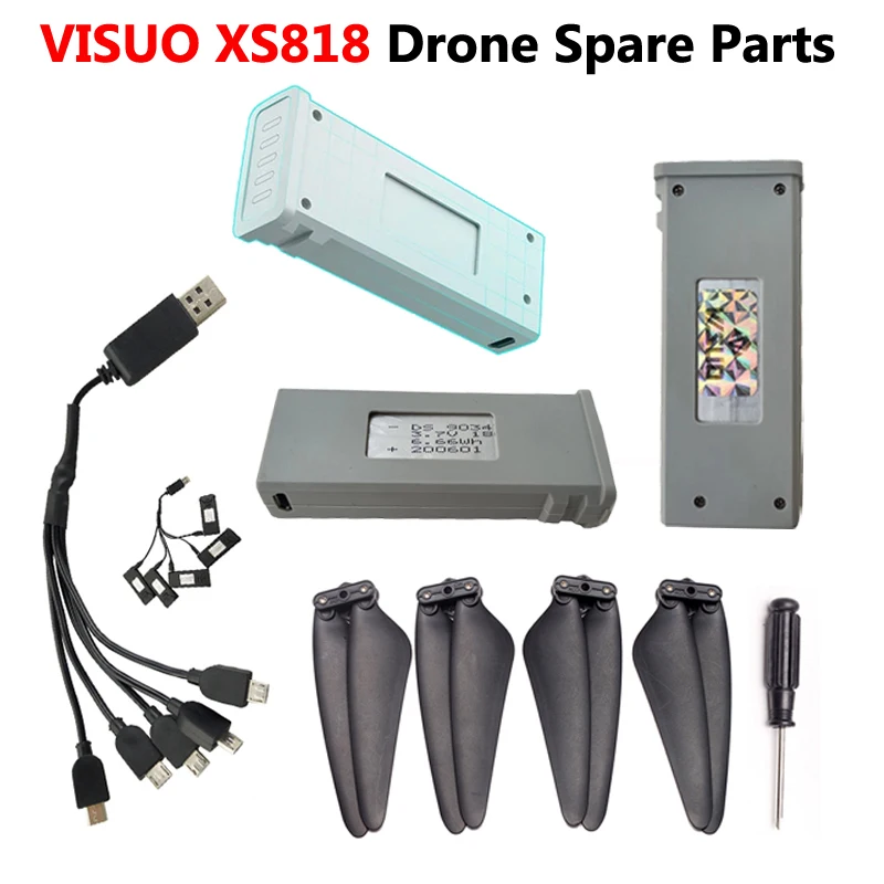 

VISUO XS818 RC Drone Spare Parts Propeller/USB Charger/Battery 3.7V 1800mAh Rechargeable Lipo Battery For Quadcopter Accessories