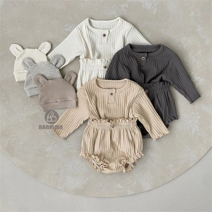 

Спортивный костюм для маленьких девочек и мальчиков, хлопковый топ на пуговицах и шорты-бутоны, модная одежда из 2 предметов, комплект одежды