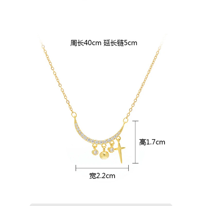 

SIPENGJEL Fashion Cubic Zircon Moon Pendant Necklace Gold Chain Nekclace For Women Jewelry 2021