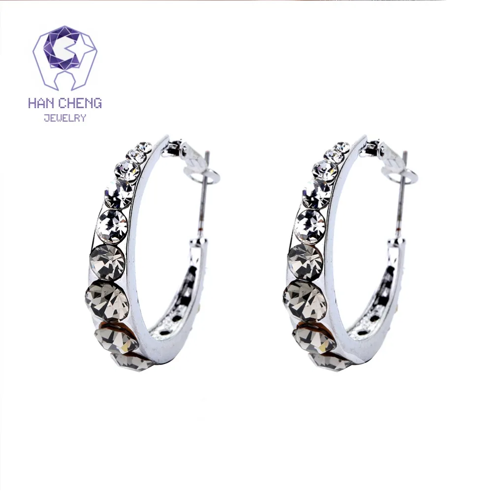 Новые модные очаровательные большие круглые серьги-кольца HanCheng с драгоценным