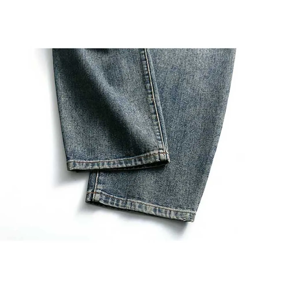 Japanese Style Retro Ripped Baggy Jeans Men Casual Denim Scratched Hip Hop Pants Streetwear Distressed Trousers