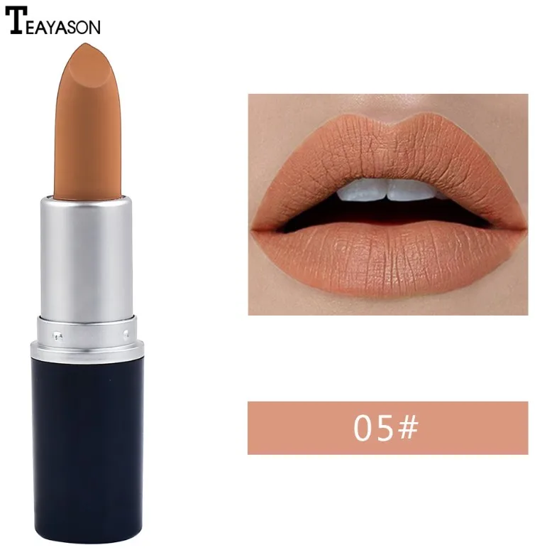 Водостойкая матовая нюдовая помада бархатная для макияжа стойкая антипригарная