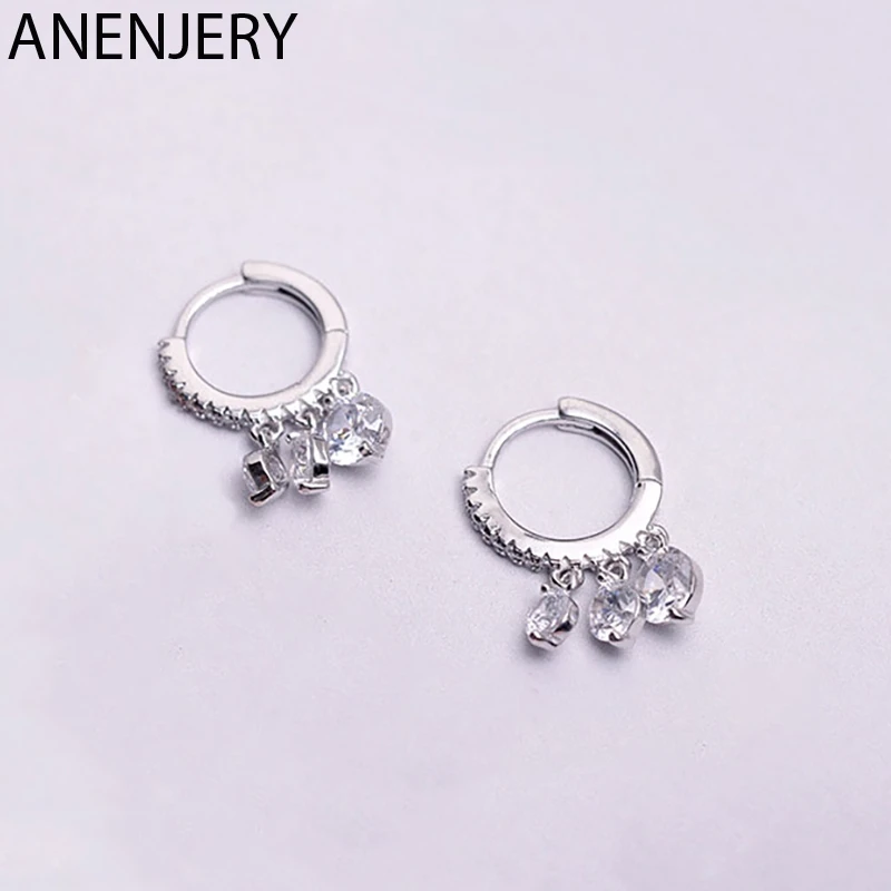 ANENJERY 925 пробы серебро циркон серьги в форме капли воды для Для женщин кисточкой