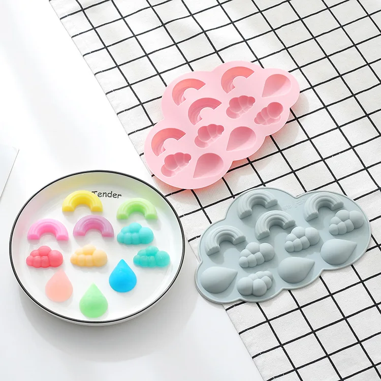 Spot Rainbow Cloud Raindrops Silicone Cake Mold Baking Tools Chocolate Ice Cube Candy Pudding Tray DIY | Дом и сад