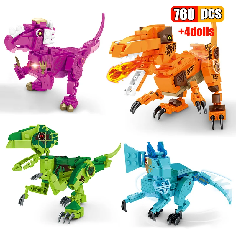 Конструктор Парк Юрского периода 4 шт./компл. фигурки животных спинозавр Раптор