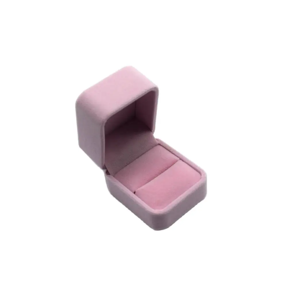 Женская бархатная коробка для свадебного кольца розовая Подарочная ювелирных