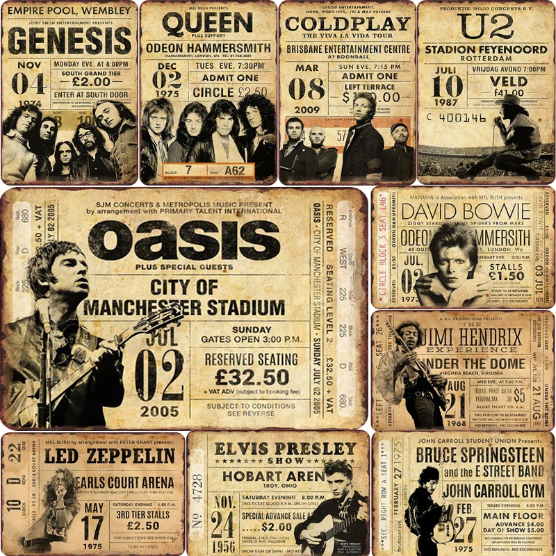 Famous Rock Band Tin Sign Vintage Shabby Poster Art Decor Bar Pub Roll Club Retro Music Plaques Iron Plate Painting | Дом и сад