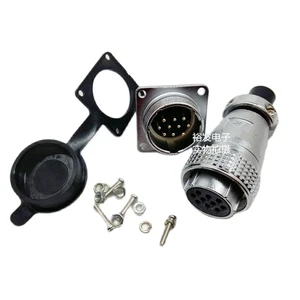 P24 Aviation Plug 6P 10P 12P 19 Pin Core DFY Square Plate Opening 24MM Copper Cores Female or Male Connector