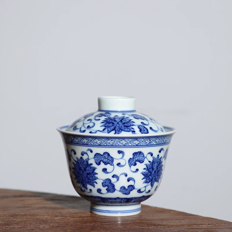 Dos macetas de flor de loto azul y blanco, 2 tueen, 150 cc-1