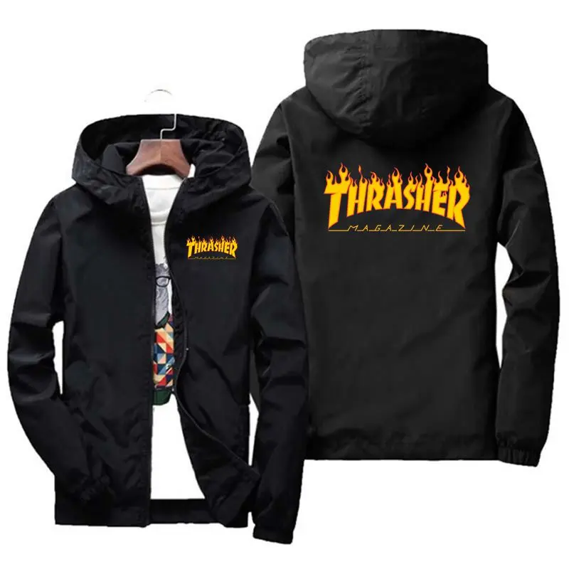 

Sport Outdoor Cycling Thin Coat Jackets Man Casual Loose Men's Windbreakers Jacket Male's Candy-Colored Outwear Tops THRASHER