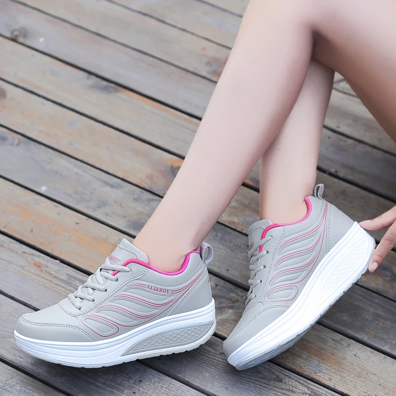 Women Wedge Platform Shoes Rocking Sports Shoes Shock-Absorb Jumping Sneakers Soft Body Shaped Woman shoes