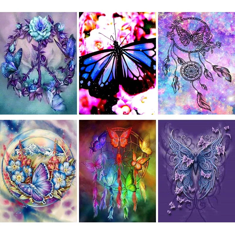 

5D DIY Diamond Painting Butterfly Wind Chimes Diamond Embroidery Flower Cross Stitch Rhinestones Pictures Handicrafts Gift O89