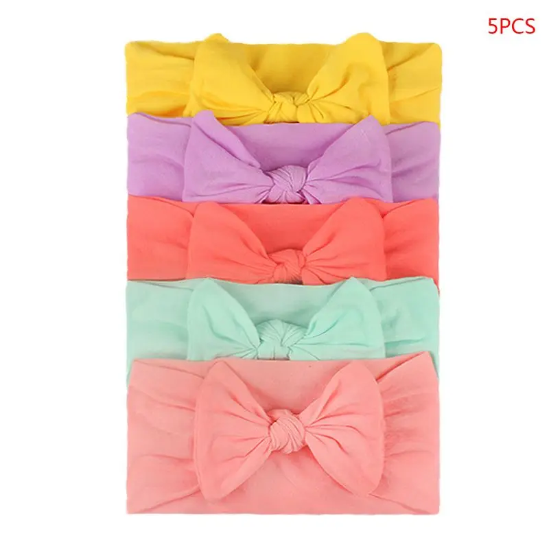 

5Pcs Baby Girls Lovely Bow Hairband Elastic Wide Headband Stretch Knot Bandanas New Dropship