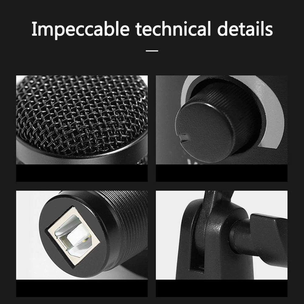 USB конденсаторный микрофон Plug and Play компьютерный с регулятором громкости для