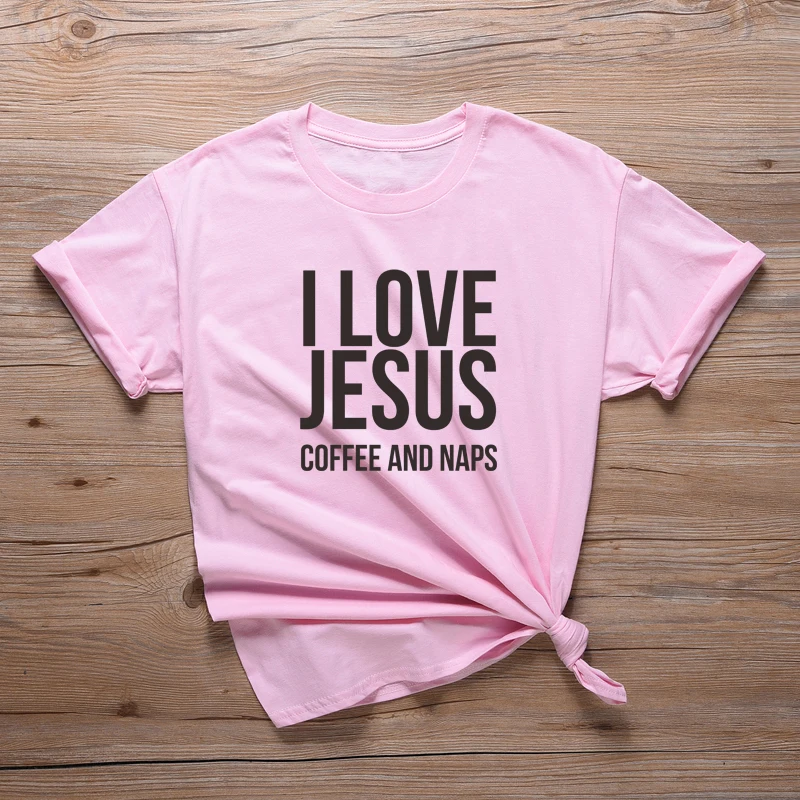Футболка с надписью I Love Jesus Coffee And Naps женская уличная Эстетическая футболка для
