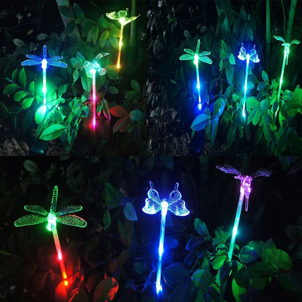 

Multicolor led Solar Stake Lamp Outdoor Dragonfly/Butterfly/Bird Lawn Lamps Outdoor Lawn Landscape Pathway Garden Light