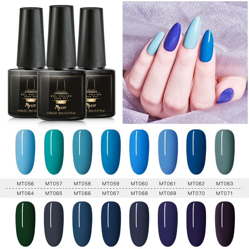 Mtssii UV Gel Varnish Nail Polish Set For Manicure Gellak Semi Permanent Hybrid Nails Art Off Prime Blue | Красота и здоровье