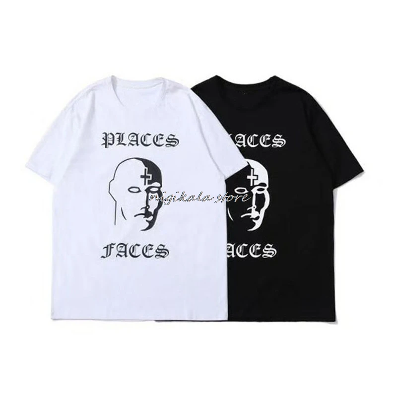Футболки в стиле хип хоп Повседневная футболка с круглым вырезом и надписью Places +