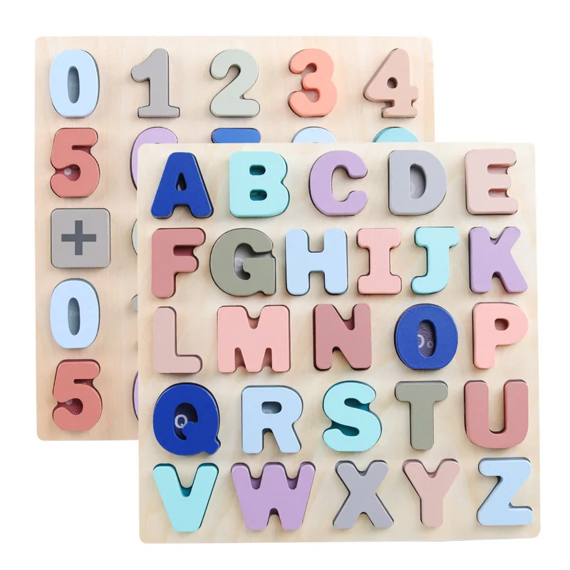 

Digital Alphabet Hand Grab Board Wooden Puzzle Building Blocks Baby Enlightenment Educational Blocks Children Diy 3D Puzzle Toys