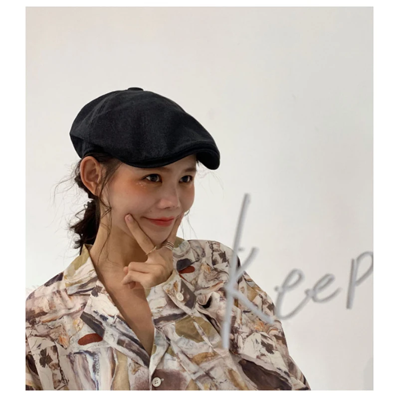 Винтажная Женская кепка газетчика коричневый черный Гэтсби Ретро береты плоская