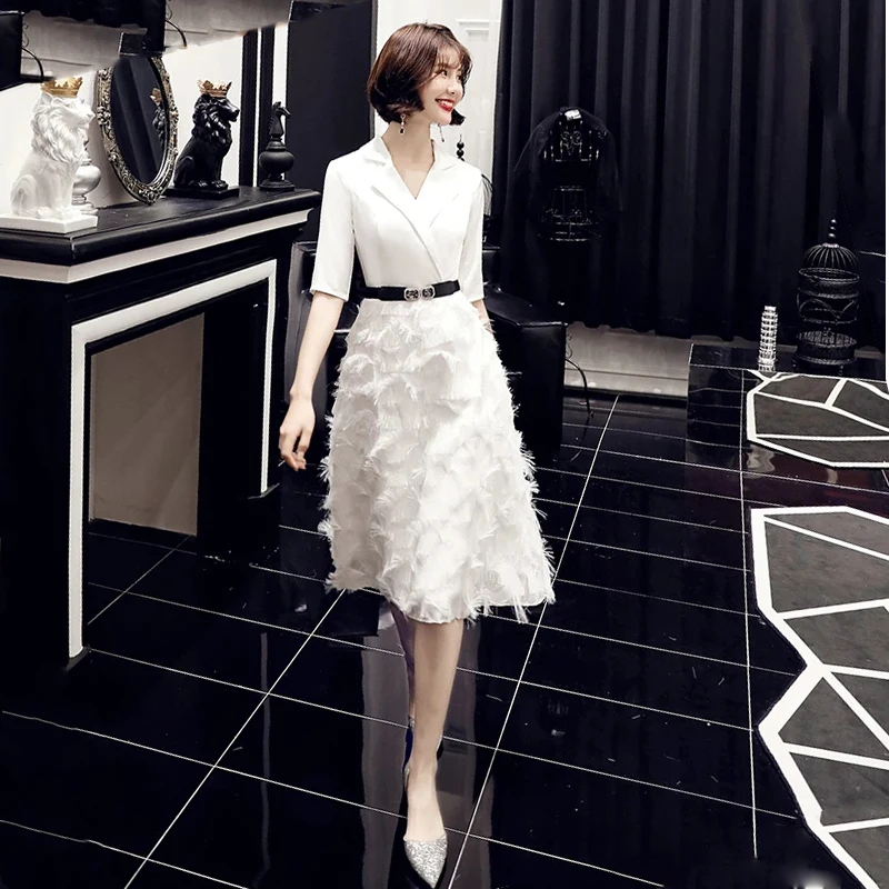 2021 коктейльное платье летнее с v образным вырезом короткими рукавами голубого