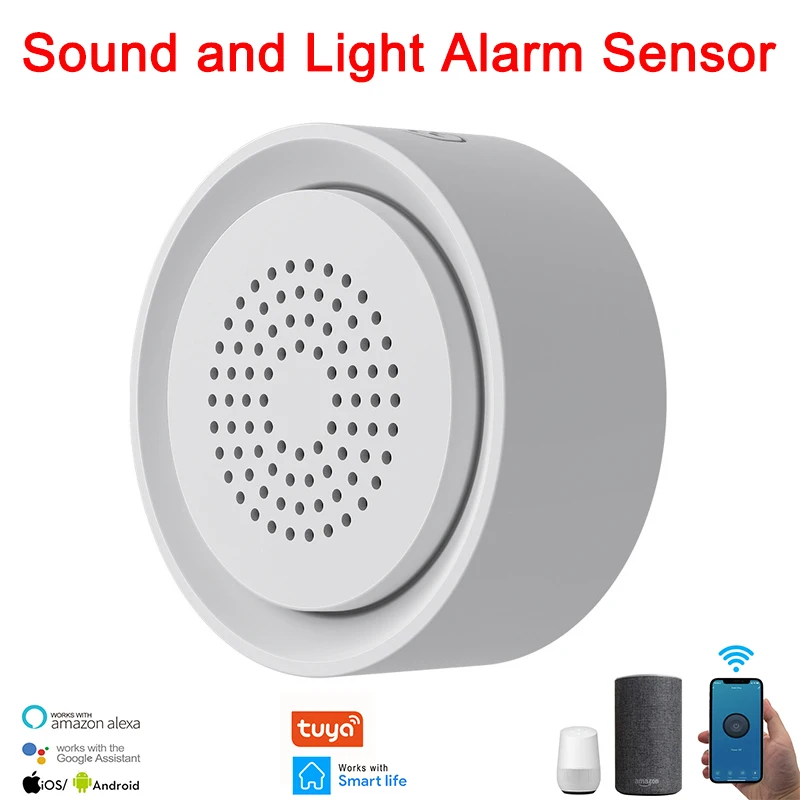 

Tuya Wireless WiFi Siren Sound And Light Alarm Siren Alarm Horn 90dB Light Siren For Home Security Burglar Alarm Support Alexa