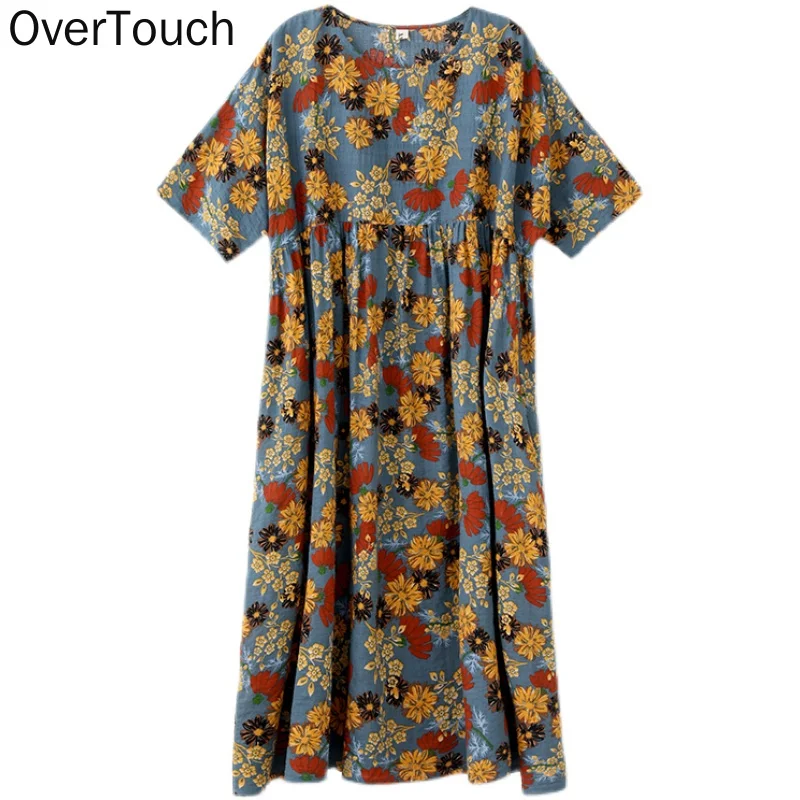

2021 Plus Size Summer Dress Women Oversize Vestidos Sundress Beach Flowers Long Dress Cotton Loose 5XL 6XL Lady Clothing