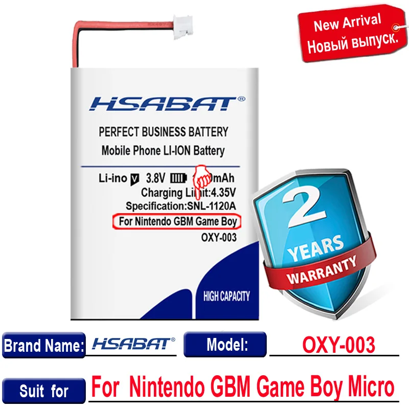 Аккумулятор Hsabat 3600 мА ч 3 8 В литийионный OXY-003 для геймпадов Nintendo Game Boy Micro |