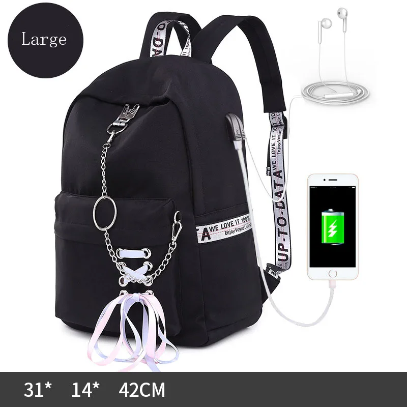 2019Women Backpack USB Charging Nylon Backpacks School Bags For Teenagers Girl Laptop mochila feminina Students Satchel | Багаж и сумки