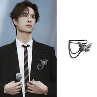 butterfly accessories simple retro brooch 2021 new wang yibo same style fashion trendy pin simple all match jewelry for men
