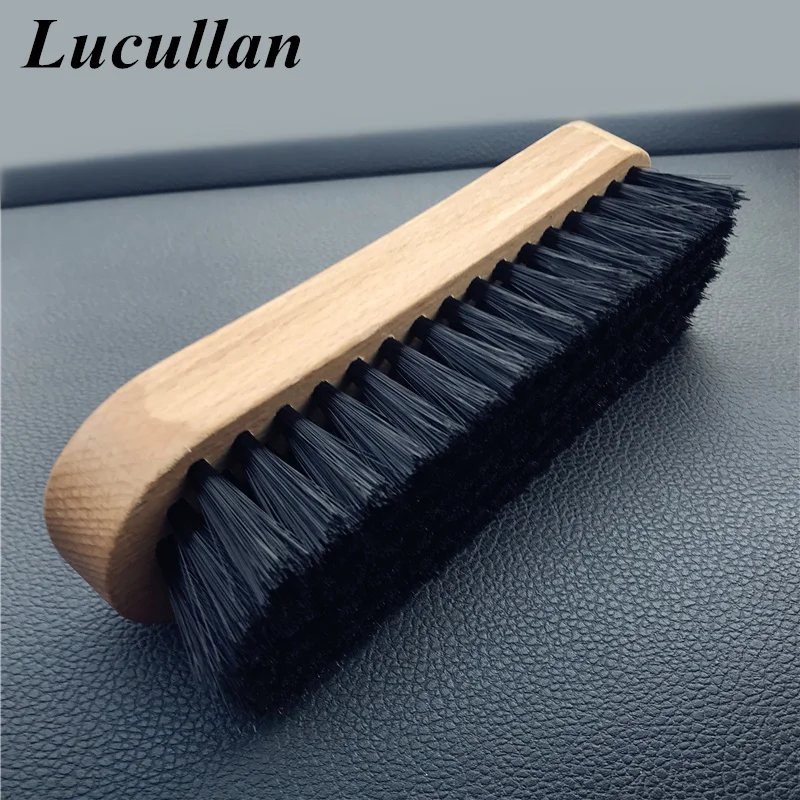 

Lucullan Never Lint PP Hair Solid Beech Wood handle Detailing Tools Car Interior Leather Fabric Floor Mat Cleaning Brush