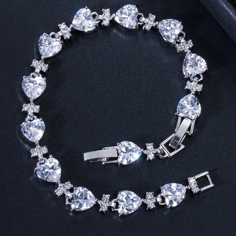 Женский браслет с фианитом в форме сердца|party bracelet|bracelet braceletsterling silver jewelry |