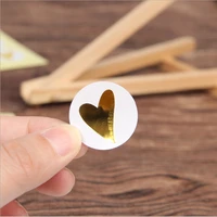 160pcslot round adhesive stickers bronzing heart paper stickers for gifts diy packaging stickers