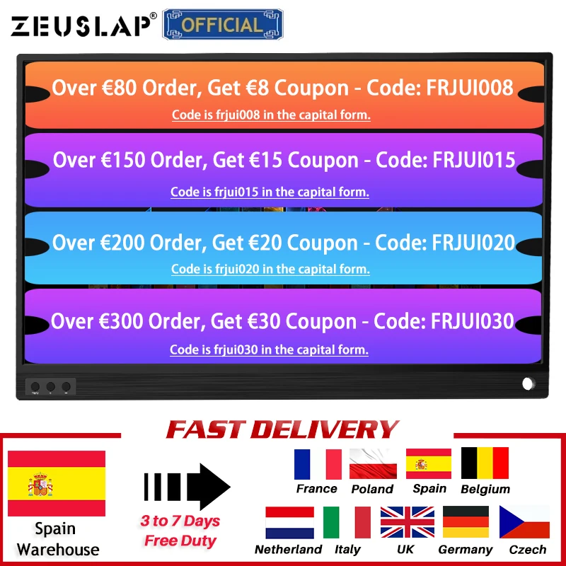 zeuslap portable lcd hd monitor 15 6 usb type c hdmi compatible for laptopphonexboxswitch and ps4 portable lcd gaming monitor free global shipping