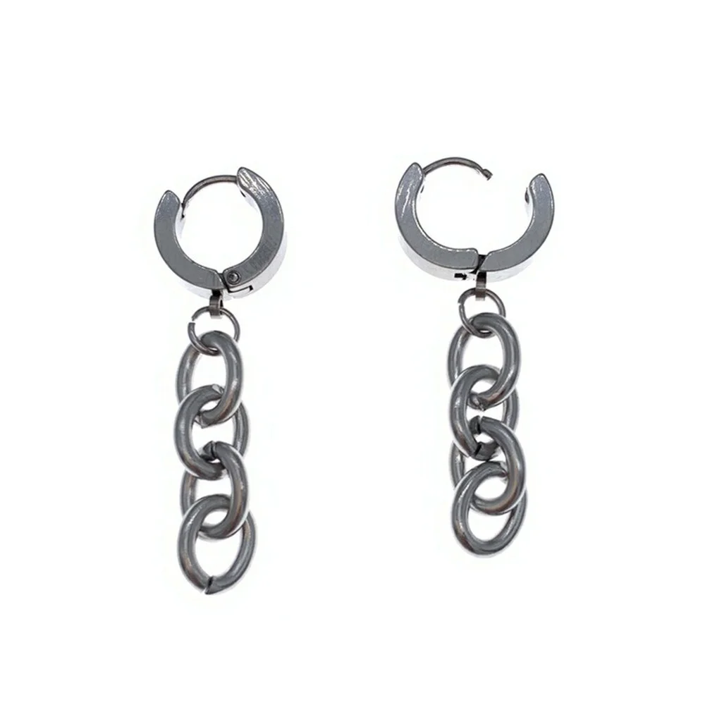 

Korean Fashion Jewelry Earrings 2021 Trend Personality Ear Clip Stainless Steel Chain Stud Earrings Grunge Jewelry Wholesale