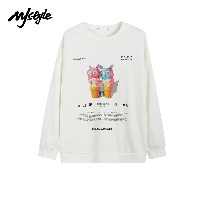 

Мужская Осенняя Повседневная Толстовка MJ с надписью детства и круглым вырезом, модель 2021 в Корейском стиле на осень, 721640023